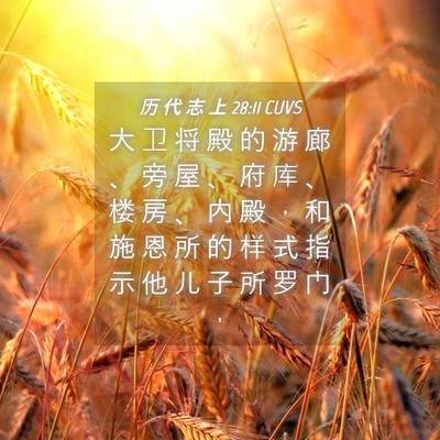Picture 04 - 历 代 志 上 28:11 CUVS - 大 卫 将 殿 的 游 廊 、 旁 屋 、 府 - Bible Verse Picture