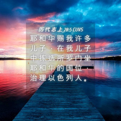 Picture 04 - 历 代 志 上 28:5 CUVS - 耶 和 华 赐 我 许 多 儿 子 ， 在 我 - Bible Verse Picture
