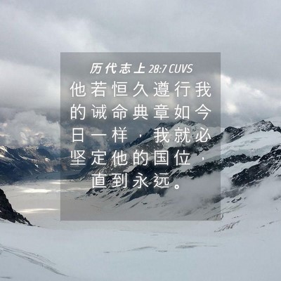 Picture 04 - 历 代 志 上 28:7 CUVS - 他 若 恒 久 遵 行 我 的 诫 命 典 章 - Bible Verse Picture