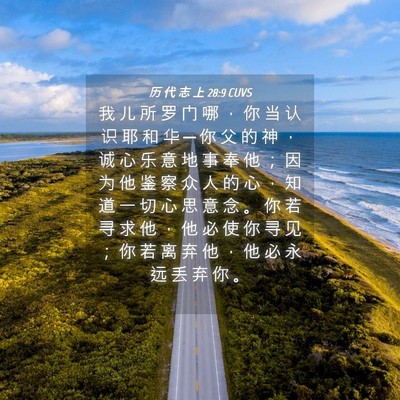 Picture 04 - 历 代 志 上 28:9 CUVS - 我 儿 所 罗 门 哪 ， 你 当 认 识 耶 - Bible Verse Picture