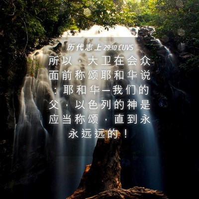 Picture 04 - 历 代 志 上 29:10 CUVS - 所 以 ， 大 卫 在 会 众 面 前 称 颂 - Bible Verse Picture