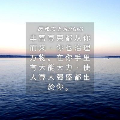Picture 04 - 历 代 志 上 29:12 CUVS - 丰 富 尊 荣 都 从 你 而 来 ， 你 也 - Bible Verse Picture