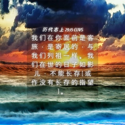 Picture 04 - 历 代 志 上 29:15 CUVS - 我 们 在 你 面 前 是 客 旅 ， 是 寄 - Bible Verse Picture