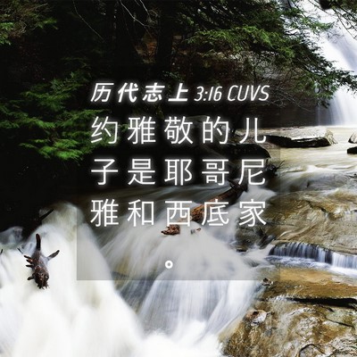 Picture 04 - 历 代 志 上 3:16 CUVS - 约 雅 敬 的 儿 子 是 耶 哥 尼 雅 和 - Bible Verse Picture
