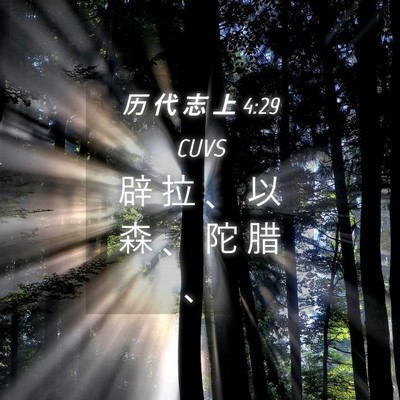 Picture 04 - 历 代 志 上 4:29 CUVS - 辟 拉 、 以 森 、 陀 腊 - Bible Verse Picture