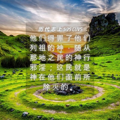 Picture 04 - 历 代 志 上 5:25 CUVS - 他 们 得 罪 了 他 们 列 祖 的 神 ， - Bible Verse Picture