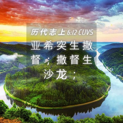 Picture 04 - 历 代 志 上 6:12 CUVS - 亚 希 突 生 撒 督 ； 撒 督 生 沙 龙 - Bible Verse Picture