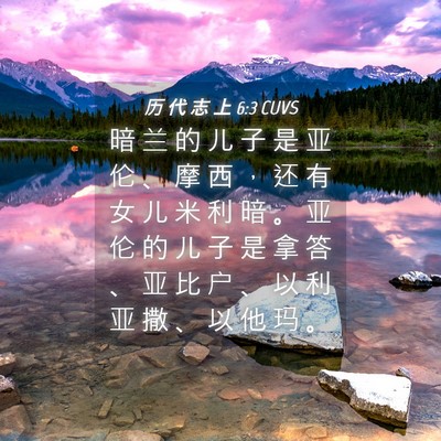 Picture 04 - 历 代 志 上 6:3 CUVS - 暗 兰 的 儿 子 是 亚 伦 、 摩 西 ， - Bible Verse Picture