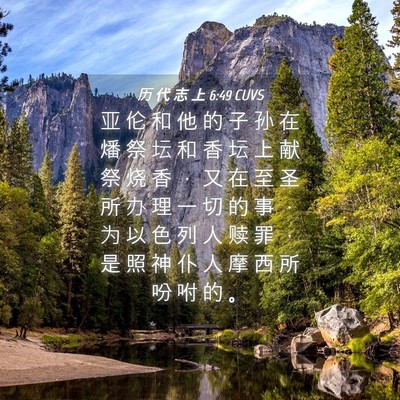 Picture 04 - 历 代 志 上 6:49 CUVS - 亚 伦 和 他 的 子 孙 在 燔 祭 坛 和 - Bible Verse Picture