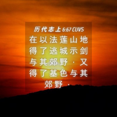 Picture 04 - 历 代 志 上 6:67 CUVS - 在 以 法 莲 山 地 得 了 逃 城 示 剑 - Bible Verse Picture