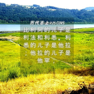 Picture 04 - 历 代 志 上 7:25 CUVS - 比 利 阿 的 儿 子 是 利 法 和 利 悉 - Bible Verse Picture
