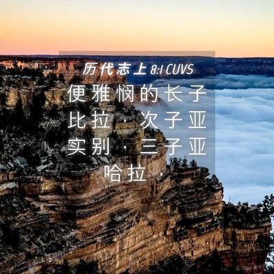 Picture 04 - 历 代 志 上 8:1 CUVS - 便 雅 悯 的 长 子 比 拉 ， 次 子 亚 - Bible Verse Picture