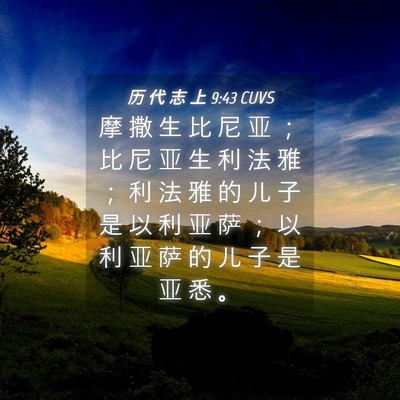 Picture 04 - 历 代 志 上 9:43 CUVS - 摩 撒 生 比 尼 亚 ； 比 尼 亚 生 利 - Bible Verse Picture