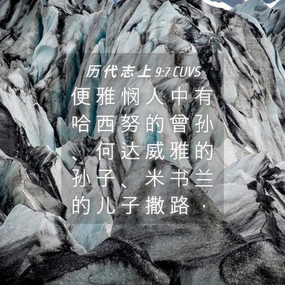 Picture 04 - 历 代 志 上 9:7 CUVS - 便 雅 悯 人 中 有 哈 西 努 的 曾 孙 - Bible Verse Picture