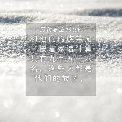 Picture 04 - 历 代 志 上 9:9 CUVS - 和 他 们 的 族 弟 兄 ， 按 着 家 谱 - Bible Verse Picture