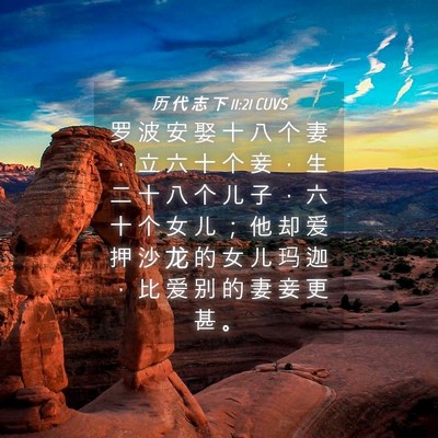 Picture 04 - 历 代 志 下 11:21 CUVS - 罗 波 安 娶 十 八 个 妻 ， 立 六 十 - Bible Verse Picture