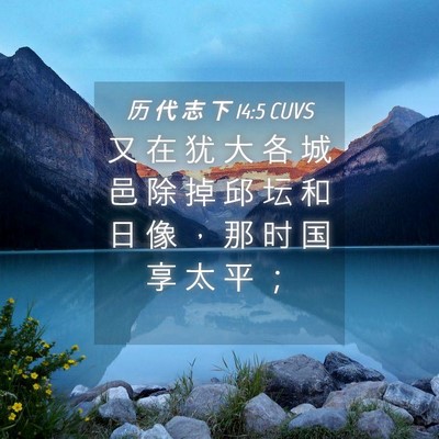 Picture 04 - 历 代 志 下 14:5 CUVS - 又 在 犹 大 各 城 邑 除 掉 邱 坛 和 - Bible Verse Picture