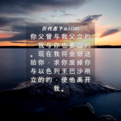 Picture 04 - 历 代 志 下 16:3 CUVS - 你 父 曾 与 我 父 立 约 ， 我 与 你 - Bible Verse Picture