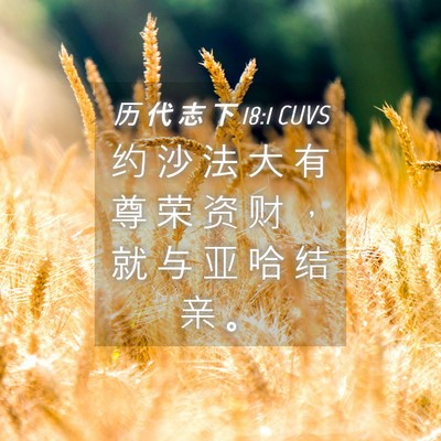 Picture 04 - 历 代 志 下 18:1 CUVS - 约 沙 法 大 有 尊 荣 资 财 ， 就 与 - Bible Verse Picture