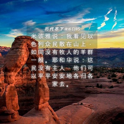 Picture 04 - 历 代 志 下 18:16 CUVS - 米 该 雅 说 ： 我 看 见 以 色 列 众 - Bible Verse Picture