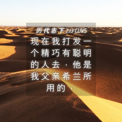Picture 04 - 历 代 志 下 2:13 CUVS - 现 在 我 打 发 一 个 精 巧 有 聪 明 - Bible Verse Picture