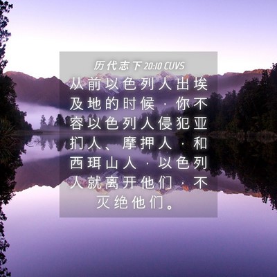 Picture 04 - 历 代 志 下 20:10 CUVS - 从 前 以 色 列 人 出 埃 及 地 的 时 - Bible Verse Picture