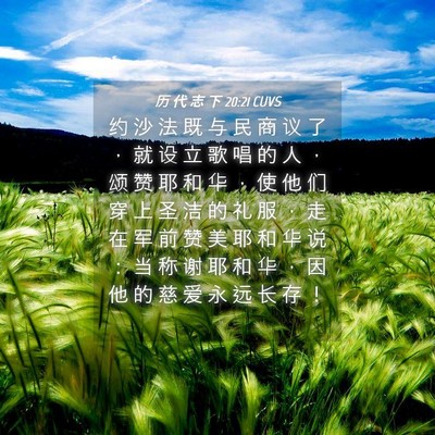 Picture 04 - 历 代 志 下 20:21 CUVS - 约 沙 法 既 与 民 商 议 了 ， 就 设 - Bible Verse Picture