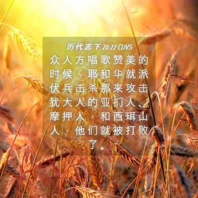 Picture 04 - 历 代 志 下 20:22 CUVS - 众 人 方 唱 歌 赞 美 的 时 候 ， 耶 - Bible Verse Picture