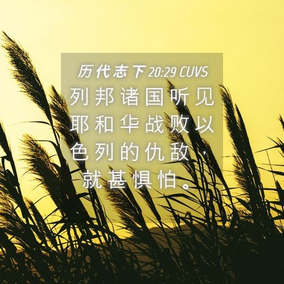 Picture 04 - 历 代 志 下 20:29 CUVS - 列 邦 诸 国 听 见 耶 和 华 战 败 以 - Bible Verse Picture