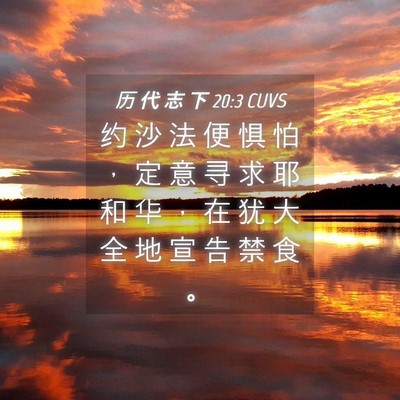 Picture 04 - 历 代 志 下 20:3 CUVS - 约 沙 法 便 惧 怕 ， 定 意 寻 求 耶 - Bible Verse Picture