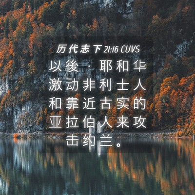 Picture 04 - 历 代 志 下 21:16 CUVS - 以 後 ， 耶 和 华 激 动 非 利 士 人 - Bible Verse Picture