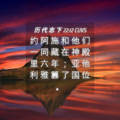 Picture 04 - 历 代 志 下 22:12 CUVS - 约 阿 施 和 他 们 一 同 藏 在 神 殿 - Bible Verse Picture