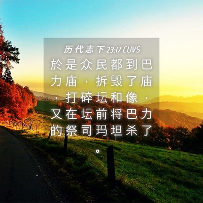 Picture 04 - 历 代 志 下 23:17 CUVS - 於 是 众 民 都 到 巴 力 庙 ， 拆 毁 - Bible Verse Picture