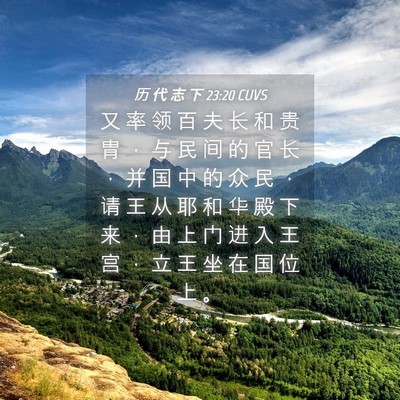 Picture 04 - 历 代 志 下 23:20 CUVS - 又 率 领 百 夫 长 和 贵 胄 ， 与 民 - Bible Verse Picture
