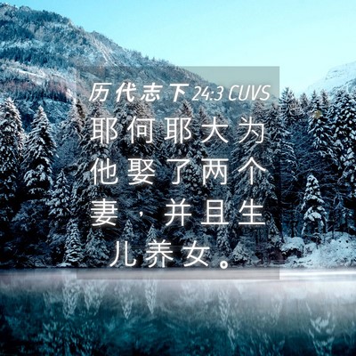Picture 04 - 历 代 志 下 24:3 CUVS - 耶 何 耶 大 为 他 娶 了 两 个 妻 ， - Bible Verse Picture