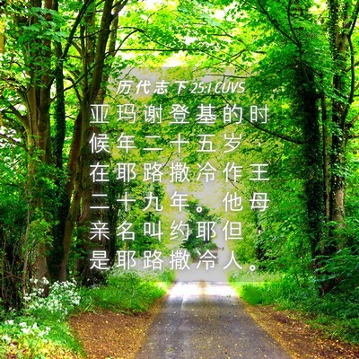 Picture 04 - 历 代 志 下 25:1 CUVS - 亚 玛 谢 登 基 的 时 候 年 二 十 五 - Bible Verse Picture