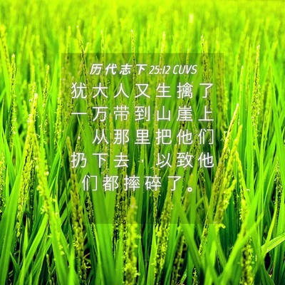 Picture 04 - 历 代 志 下 25:12 CUVS - 犹 大 人 又 生 擒 了 一 万 带 到 山 - Bible Verse Picture
