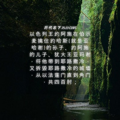 Picture 04 - 历 代 志 下 25:23 CUVS - 以 色 列 王 约 阿 施 在 伯 示 麦 擒 - Bible Verse Picture