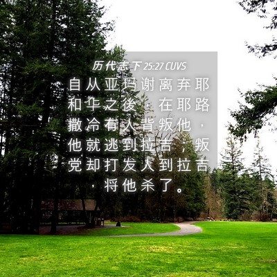 Picture 04 - 历 代 志 下 25:27 CUVS - 自 从 亚 玛 谢 离 弃 耶 和 华 之 後 - Bible Verse Picture