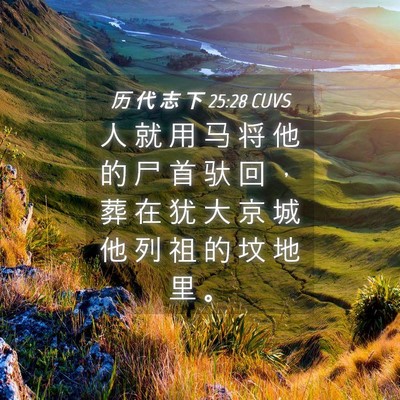 Picture 04 - 历 代 志 下 25:28 CUVS - 人 就 用 马 将 他 的 尸 首 驮 回 ， - Bible Verse Picture