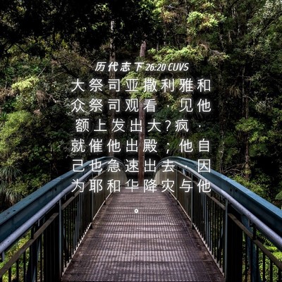 Picture 04 - 历 代 志 下 26:20 CUVS - 大 祭 司 亚 撒 利 雅 和 众 祭 司 观 - Bible Verse Picture