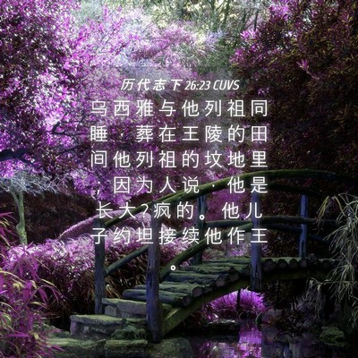 Picture 04 - 历 代 志 下 26:23 CUVS - 乌 西 雅 与 他 列 祖 同 睡 ， 葬 在 - Bible Verse Picture