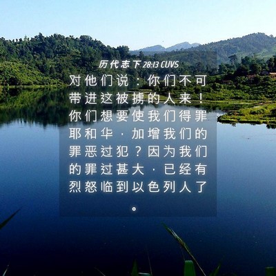 Picture 04 - 历 代 志 下 28:13 CUVS - 对 他 们 说 ： 你 们 不 可 带 进 这 - Bible Verse Picture