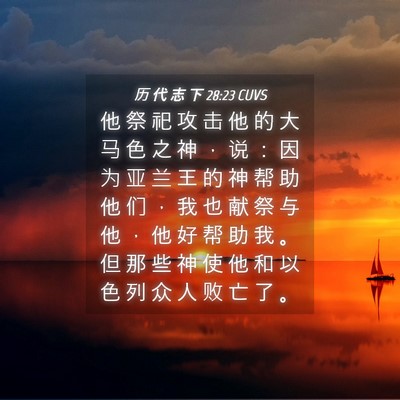 Picture 04 - 历 代 志 下 28:23 CUVS - 他 祭 祀 攻 击 他 的 大 马 色 之 神 - Bible Verse Picture