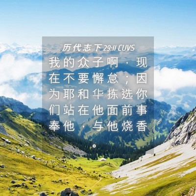 Picture 04 - 历 代 志 下 29:11 CUVS - 我 的 众 子 啊 ， 现 在 不 要 懈 怠 - Bible Verse Picture