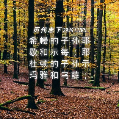 Picture 04 - 历 代 志 下 29:14 CUVS - 希 幔 的 子 孙 耶 歇 和 示 每 ； 耶 - Bible Verse Picture