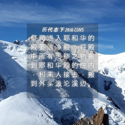 Picture 04 - 历 代 志 下 29:16 CUVS - 祭 司 进 入 耶 和 华 的 殿 要 洁 净 - Bible Verse Picture