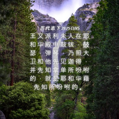 Picture 04 - 历 代 志 下 29:25 CUVS - 王 又 派 利 未 人 在 耶 和 华 殿 中 - Bible Verse Picture