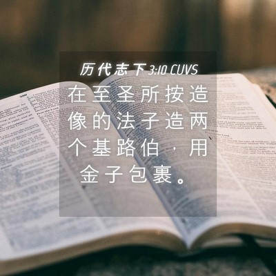 Picture 04 - 历 代 志 下 3:10 CUVS - 在 至 圣 所 按 造 像 的 法 子 造 两 - Bible Verse Picture