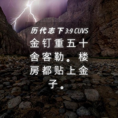 Picture 04 - 历 代 志 下 3:9 CUVS - 金 钉 重 五 十 舍 客 勒 。 楼 房 都 - Bible Verse Picture